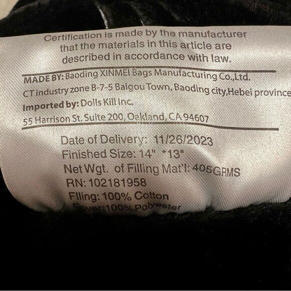 NWOT dolls kill home black cat plush pillow rare - Picture 9 of 9